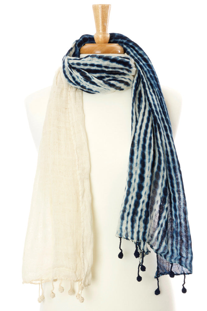 Indigo Cotton Cloud Scarf from Mali