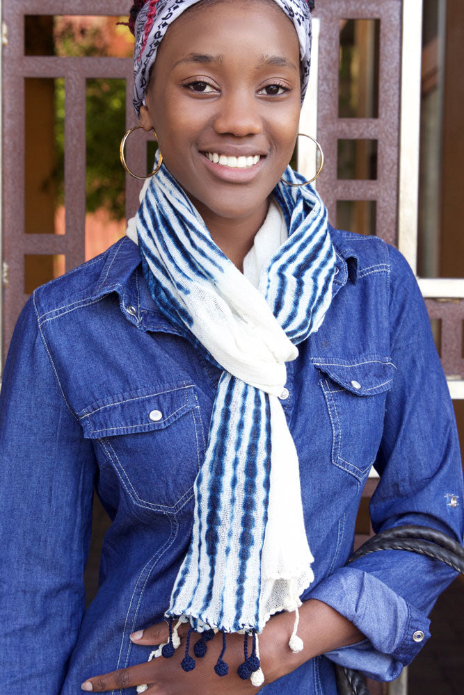 Indigo Cotton Cloud Scarf from Mali