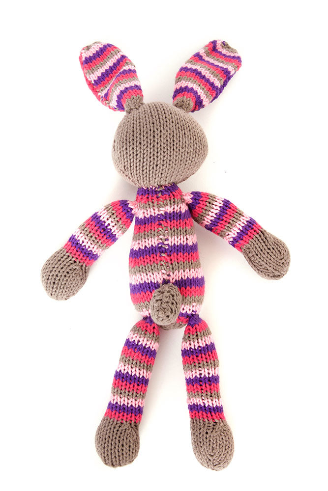 Kenana Knitters Pink Striped Cotton Bunny Rabbit