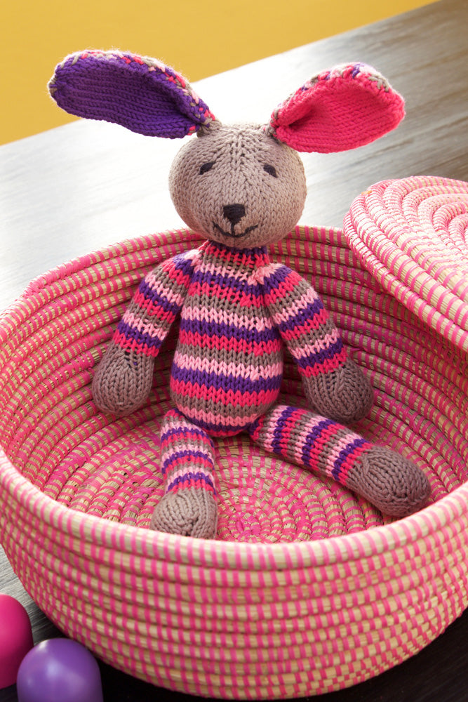 Kenana Knitters Pink Striped Cotton Bunny Rabbit