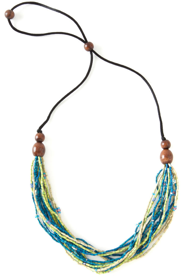 Morning Dip Multi-Strand Zulugrass & Acacia Wood Necklace