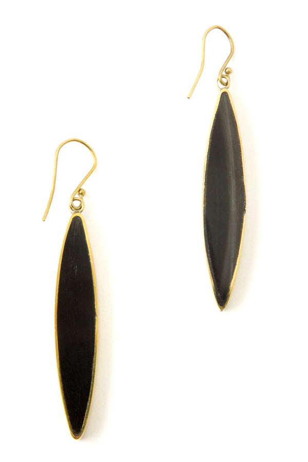 Kenyan Brass & Cow Horn Lancet Earrings