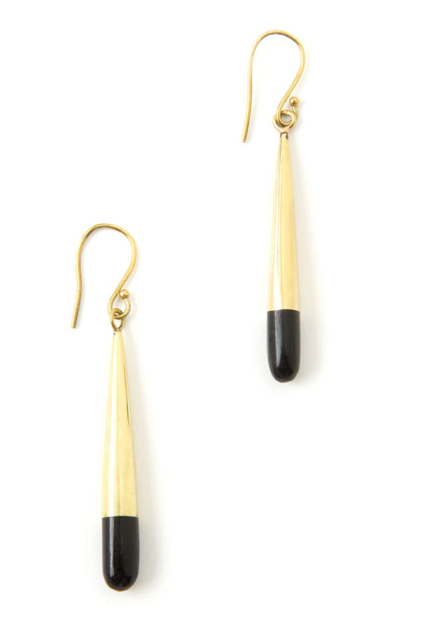 Kenyan Brass & Cow Horn Torpedo Earrings