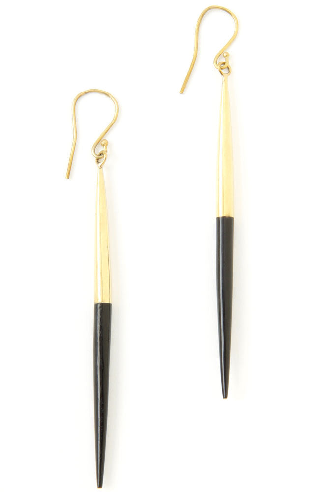 Kenyan Brass & Cow Horn Javelin Earrings