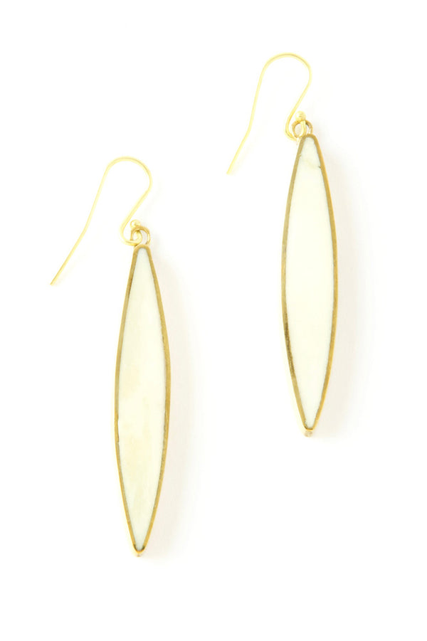 Kenyan Brass & Cow Bone Lancet Earrings