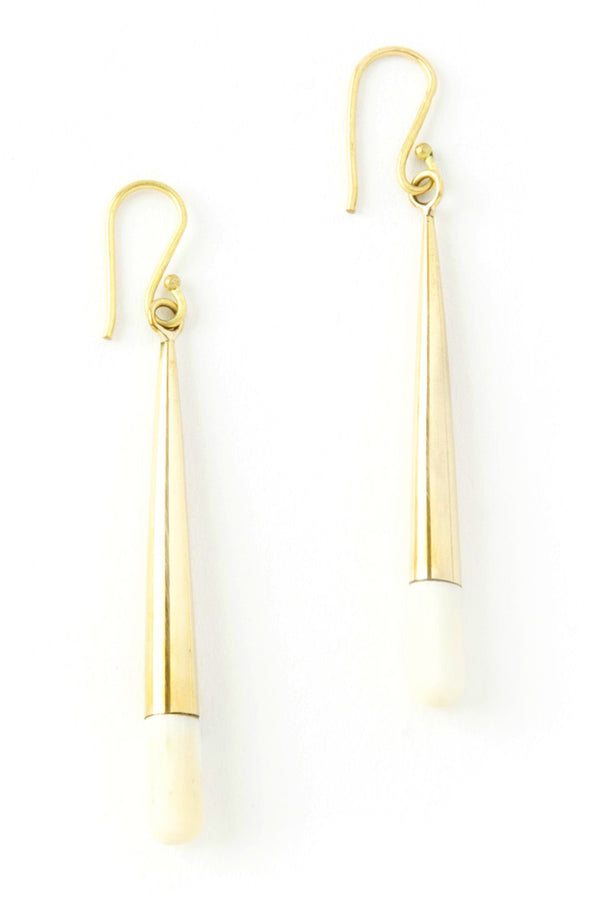 Kenyan Brass & Cow Bone Torpedo Earrings