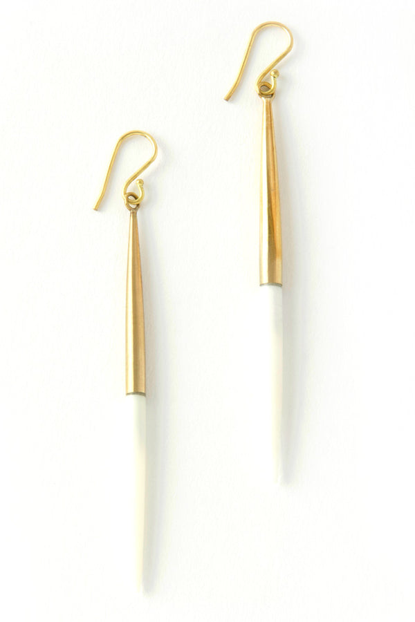 Kenyan Brass and Cow Bone Javelin Earrings