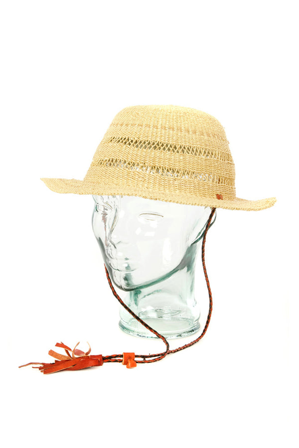 Natural Ghanaian Lacey Short Brimmed Straw Hat