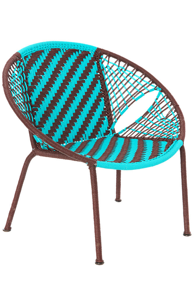 Aqua & Brown Petite Peekaboo Chair