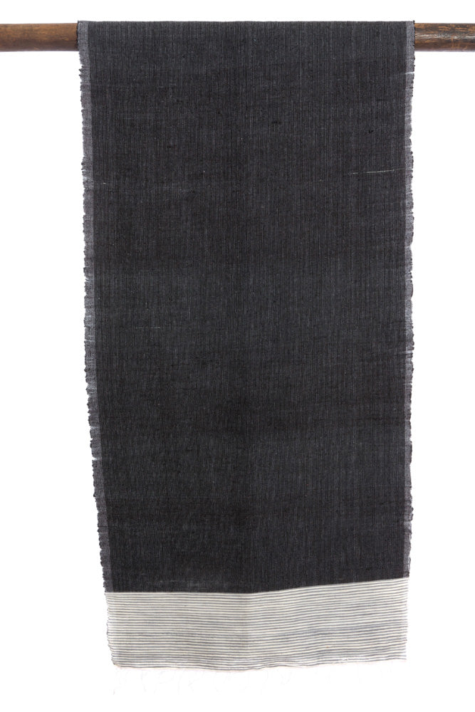 Black Ethiopian Cotton Luxe Scarf with Grey Border