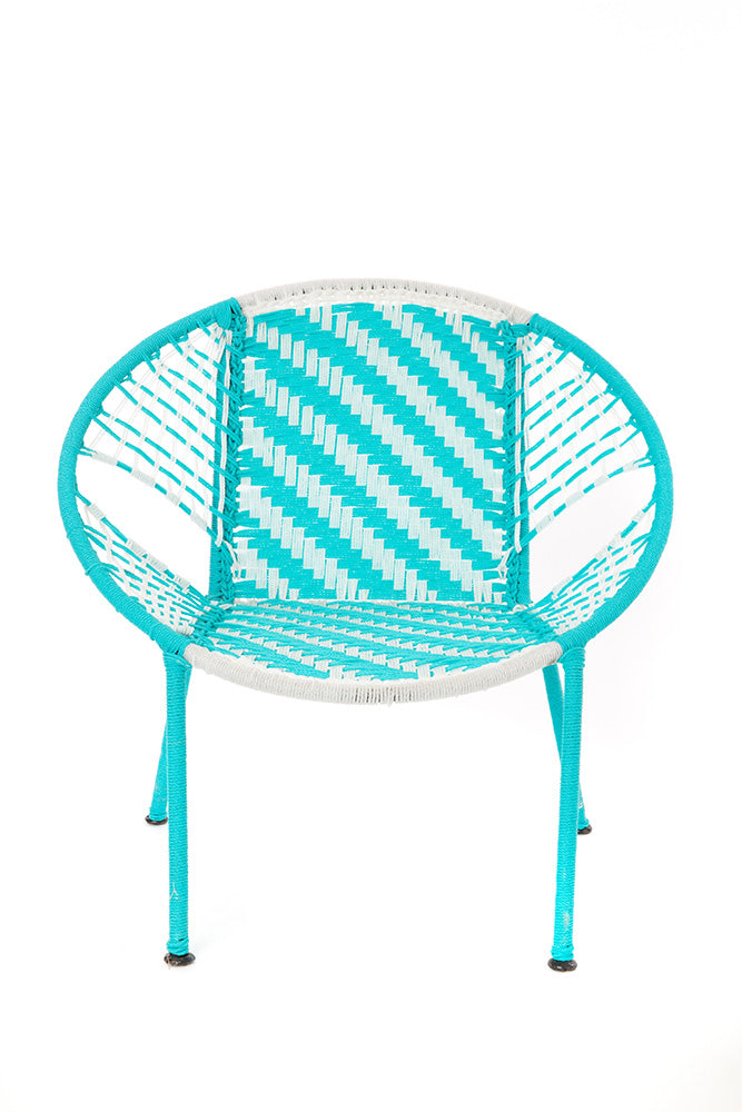 Aqua & White Petite Peekaboo Chair