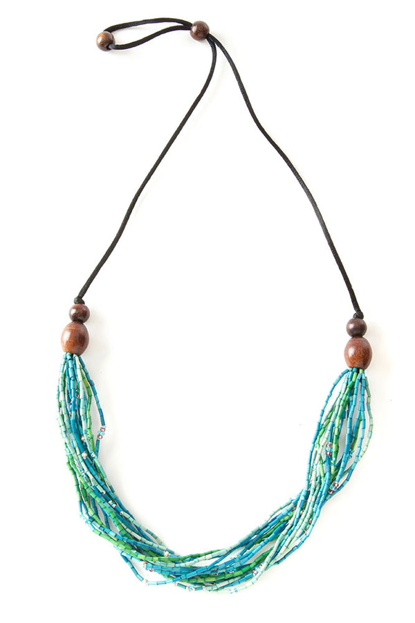 Calypso Multi-Strand Zulugrass & Acacia Wood Necklace