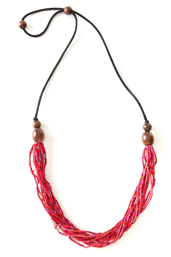 Women Owned Multi-Strand Zulugrass & Acacia Wood Cause Necklace