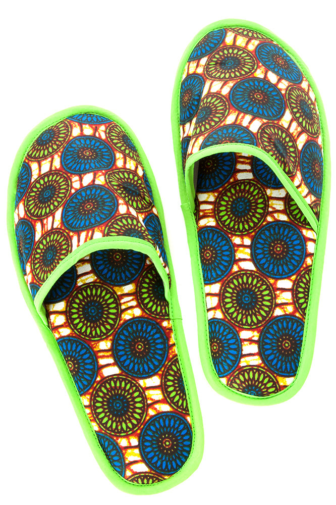 Extra Large Ankara Cloth House Slippers from Ghana