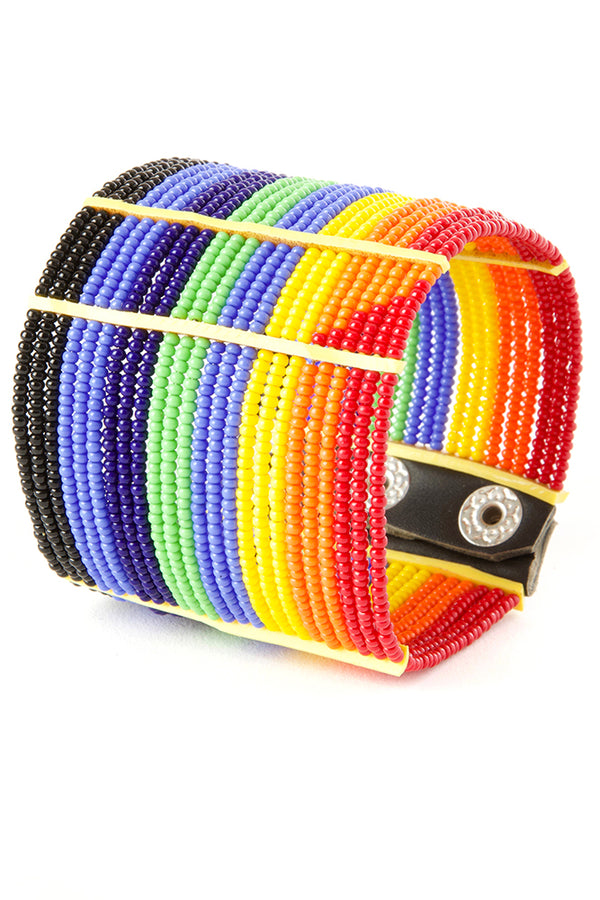 Pride & Joy Beaded Rainbow Cuff Bracelet