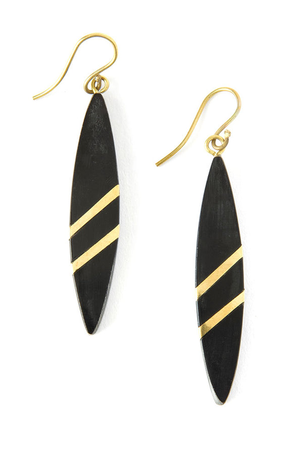 Kenyan Cow Horn & Brass Lancet Earrings