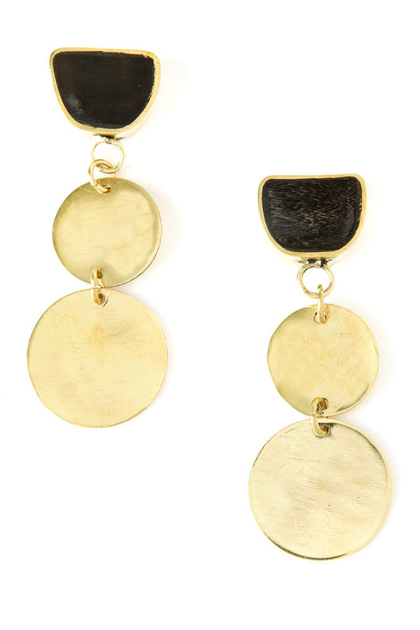 Kenyan Cow Horn & Brass Glimpse Earrings