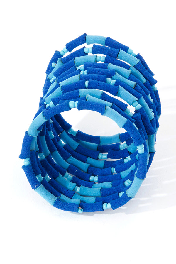 Deep Blue Sea Recycled Flip Flop Coil Bracelet