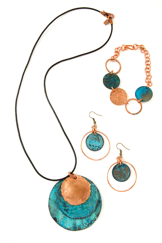 Copper Viridian Disc Necklace