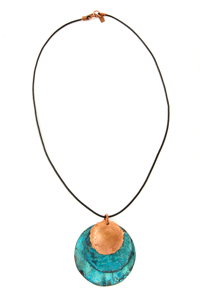 Copper Viridian Disc Necklace