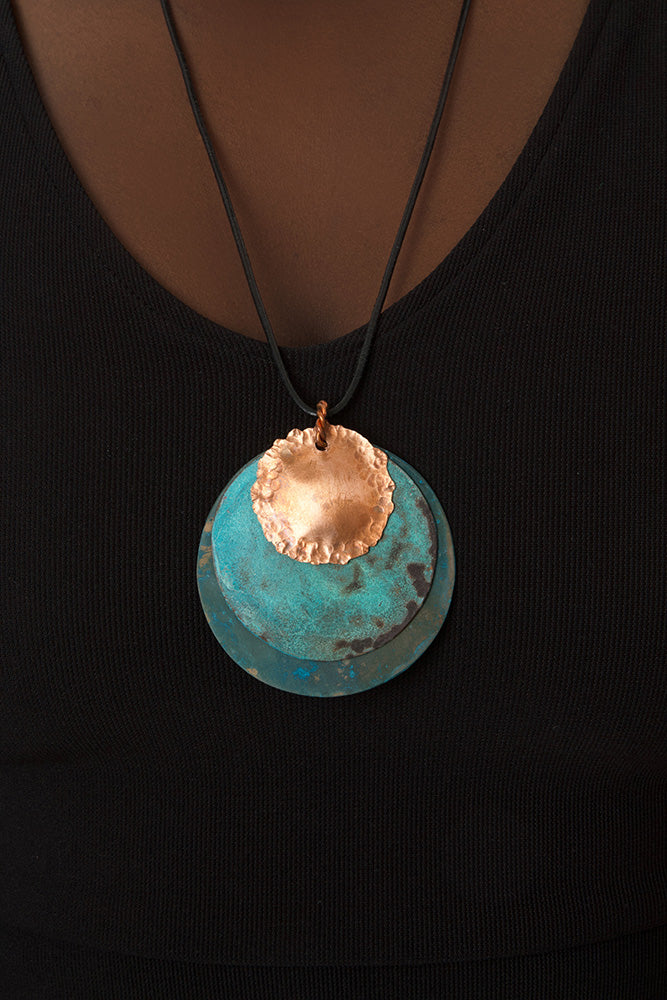 Copper Viridian Disc Necklace