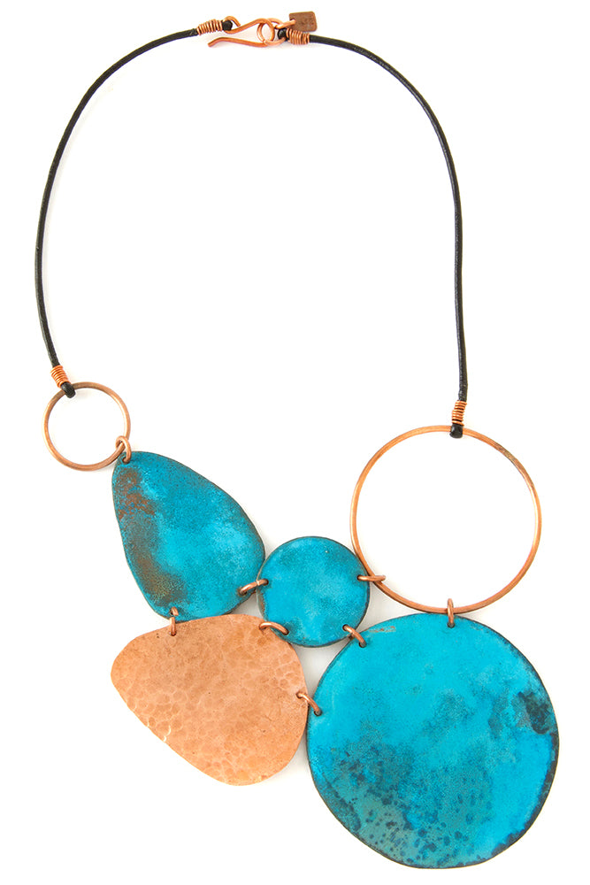 Copper Viridian Leaf Necklace