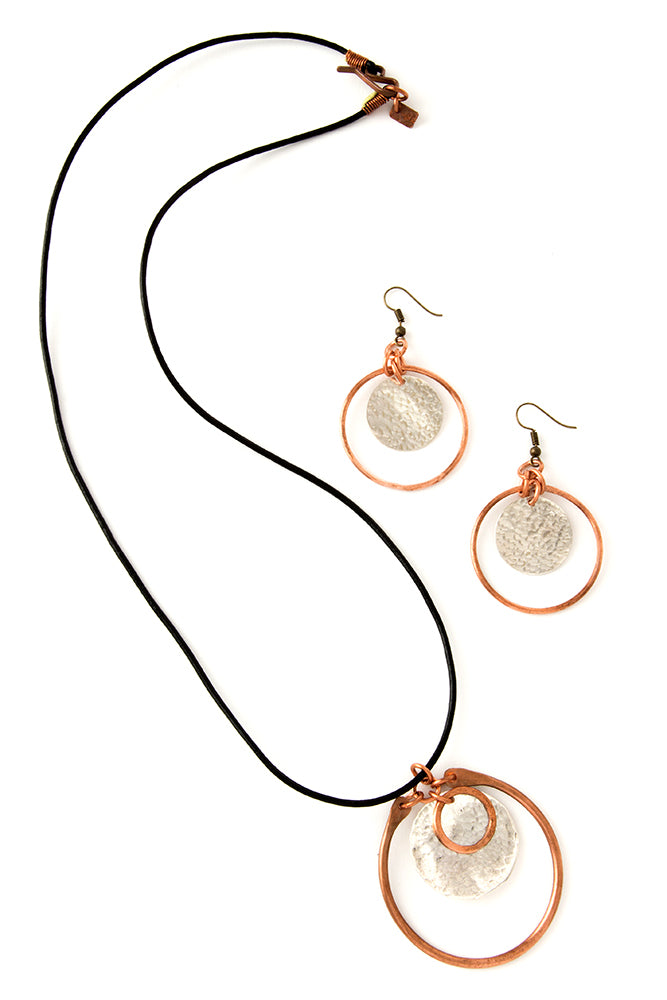 Zambian Copper and Silver Disc Necklace