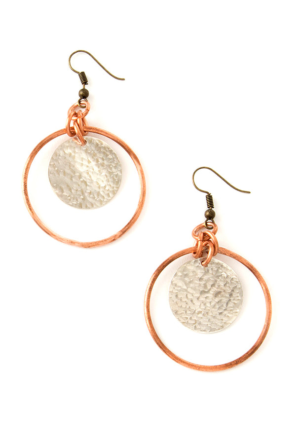 Zambian Copper & Silver Disc Earrings