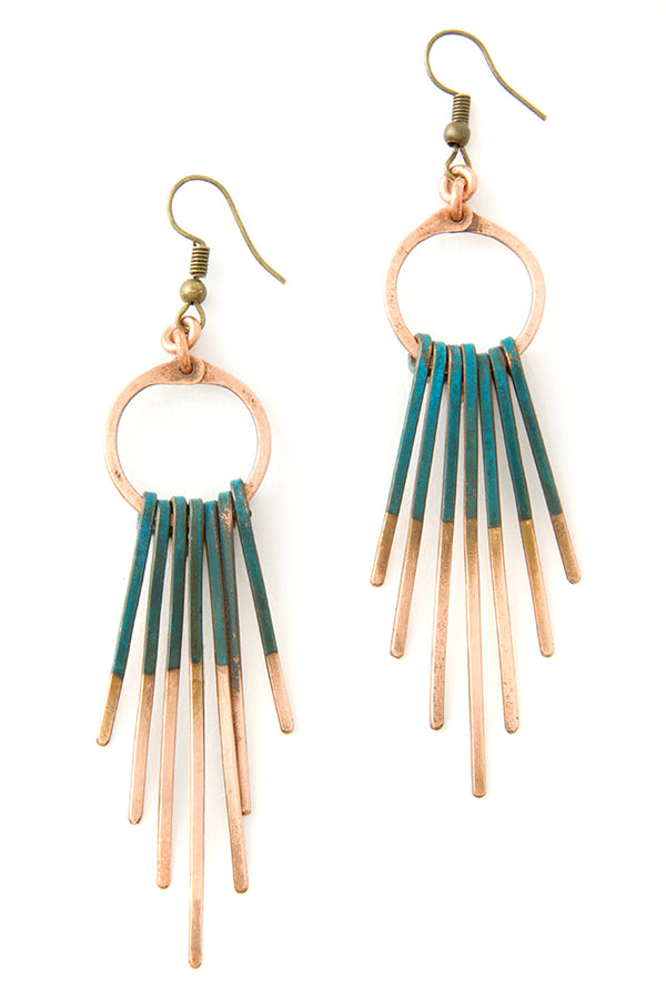 Copper Viridian Fringe Earrings