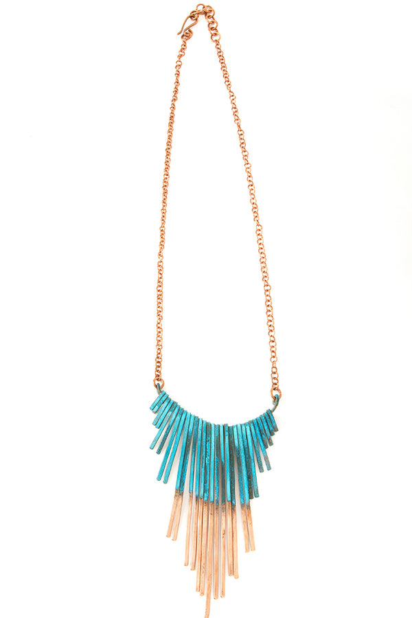 Copper Viridian Fringe Necklace