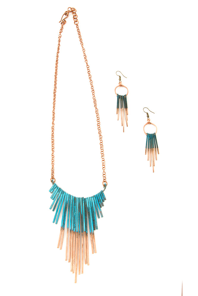 Copper Viridian Fringe Necklace