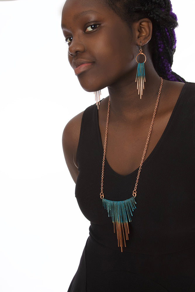 Copper Viridian Fringe Necklace