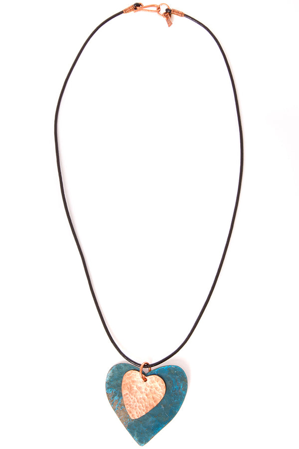 Copper Viridian Heart Necklace