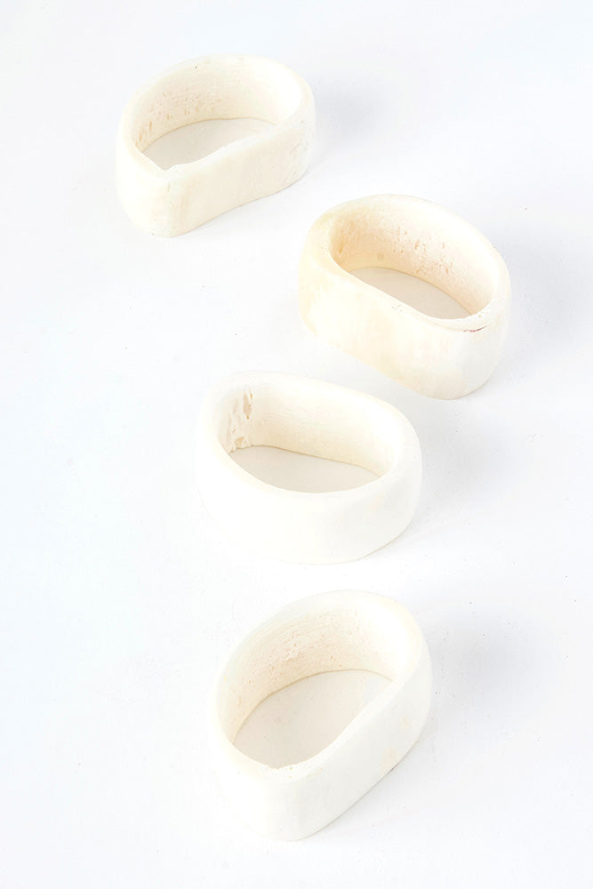 Set Of Four White Bone Napkin Rings