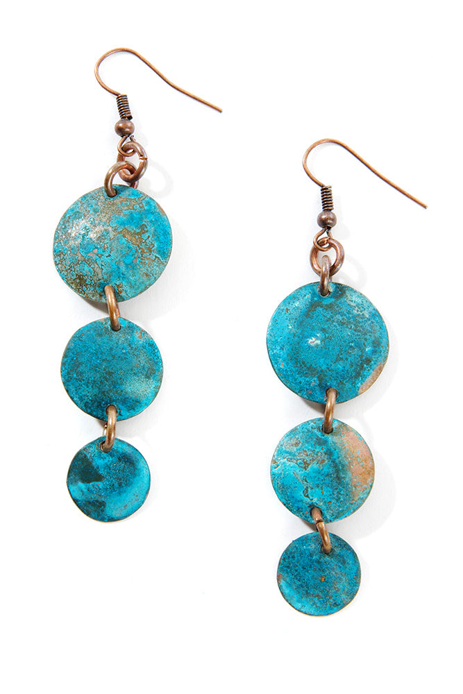 Copper Viridian Triplet Earrings