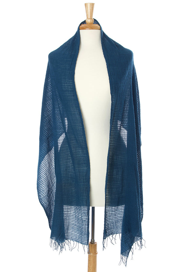 Indigo Whisper Light Cotton Shawl from Ethiopia