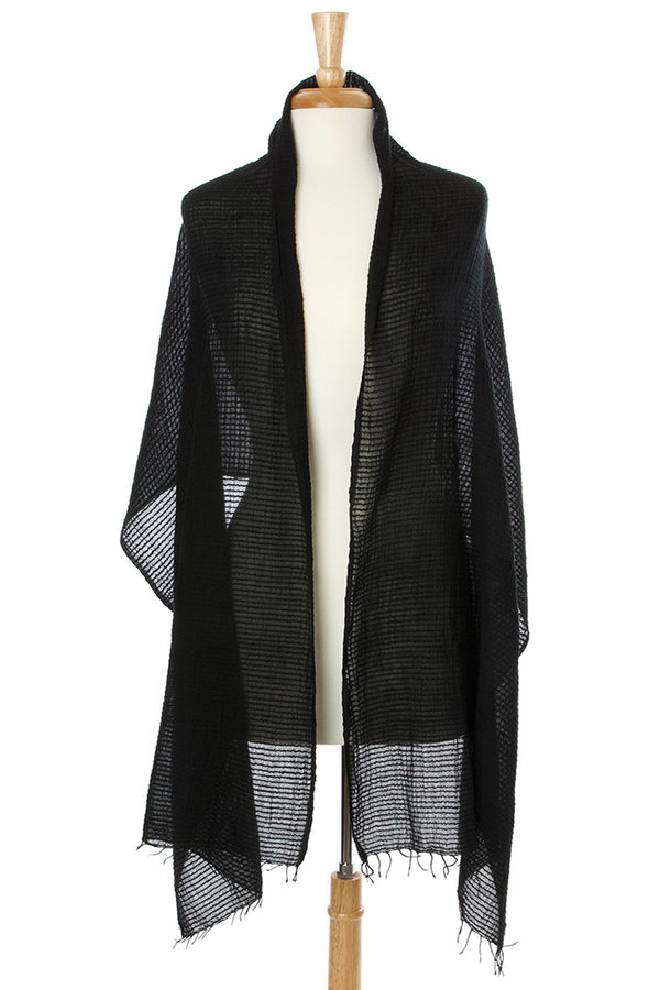 Midnight Whisper Light Cotton Shawl from Ethiopia