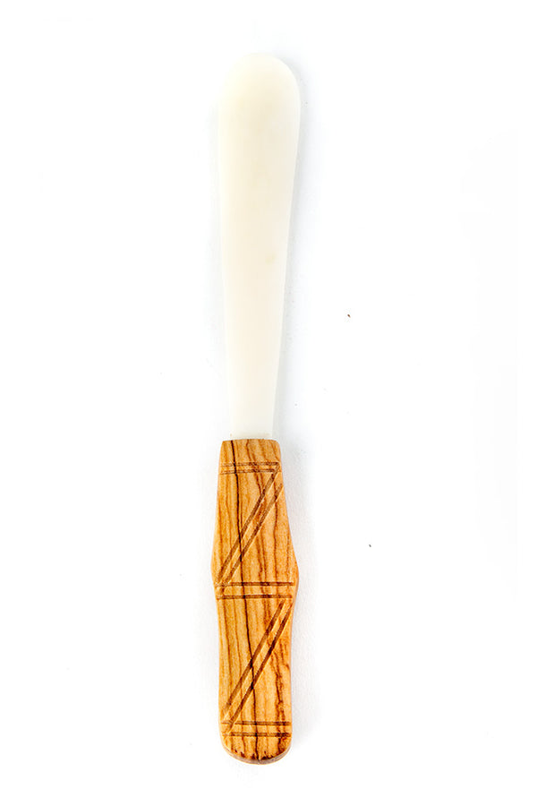 Cow Bone Butter Spreader with Carved Olive Wood Handle