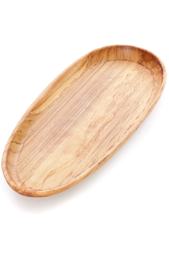 Set of Three Shallow Wild Olive Wood Oval Serving Bowls