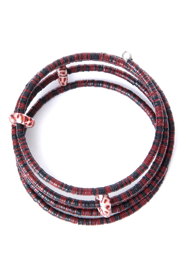 Tiger Phono Disc & Powder Glass Bead Coil Bracelet