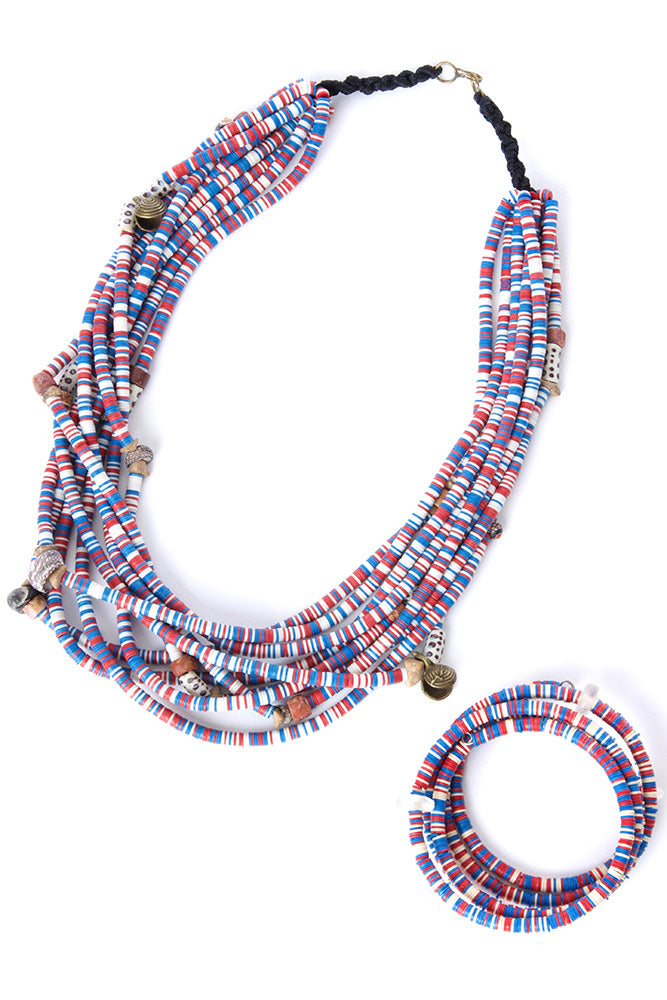 Red, White & Blue Phono Disc Coil Bracelet