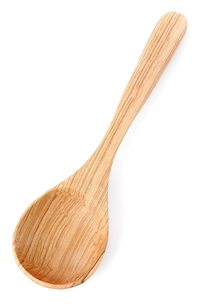 Contoured Wild Olive Wood Cooking Spoon