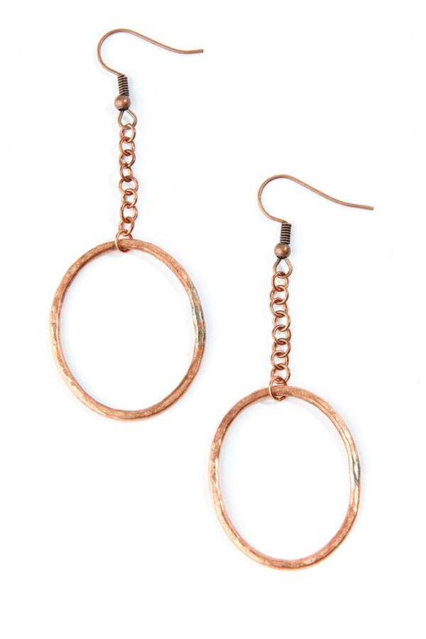 Solidarity Hammered Copper Earrings