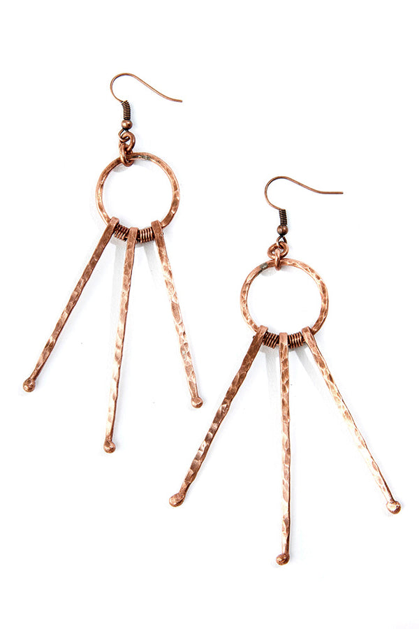 Trinity Hammered Copper Earrings