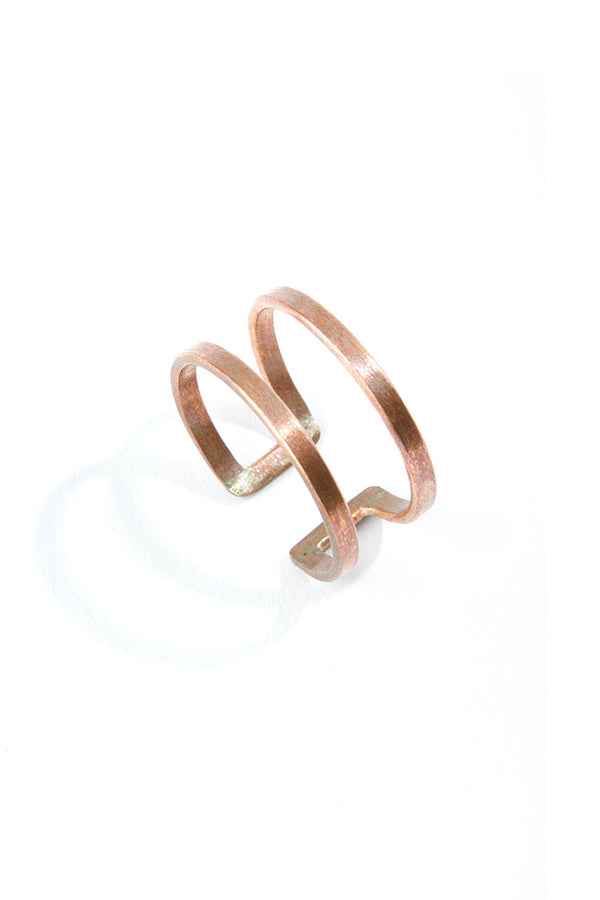 Tandem Hammered Copper Ring