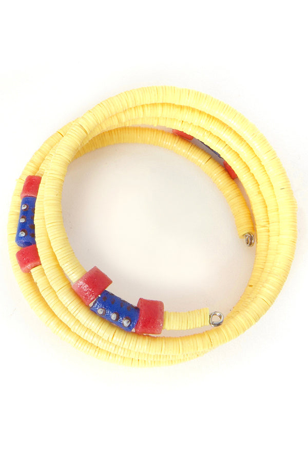 Yellow Phono Disc Coil Bracelet