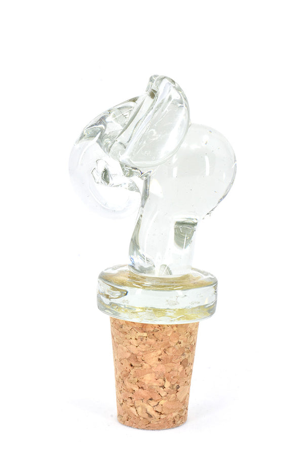 Handblown Recycled Glass Elephant Bottle Stopper