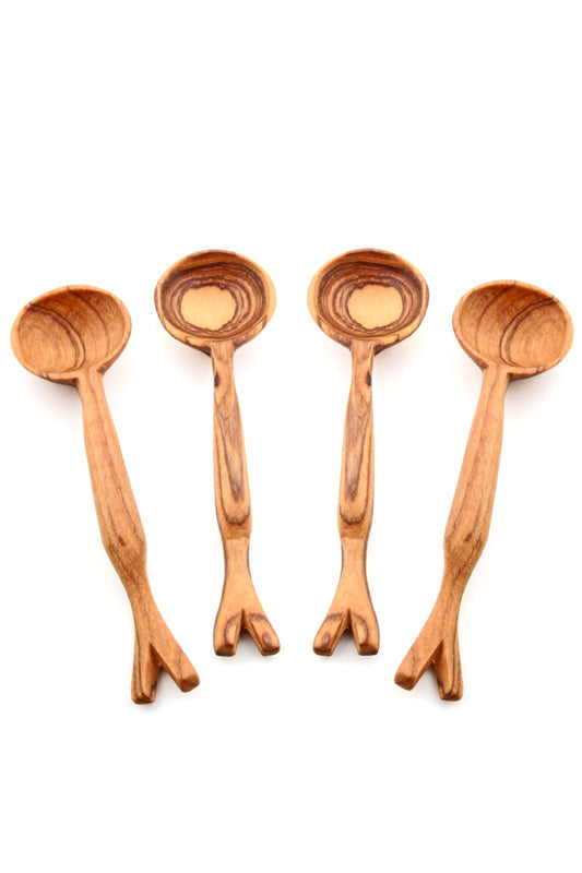 Set of 4 Tiny Wild Olive Wood Branch Spoons