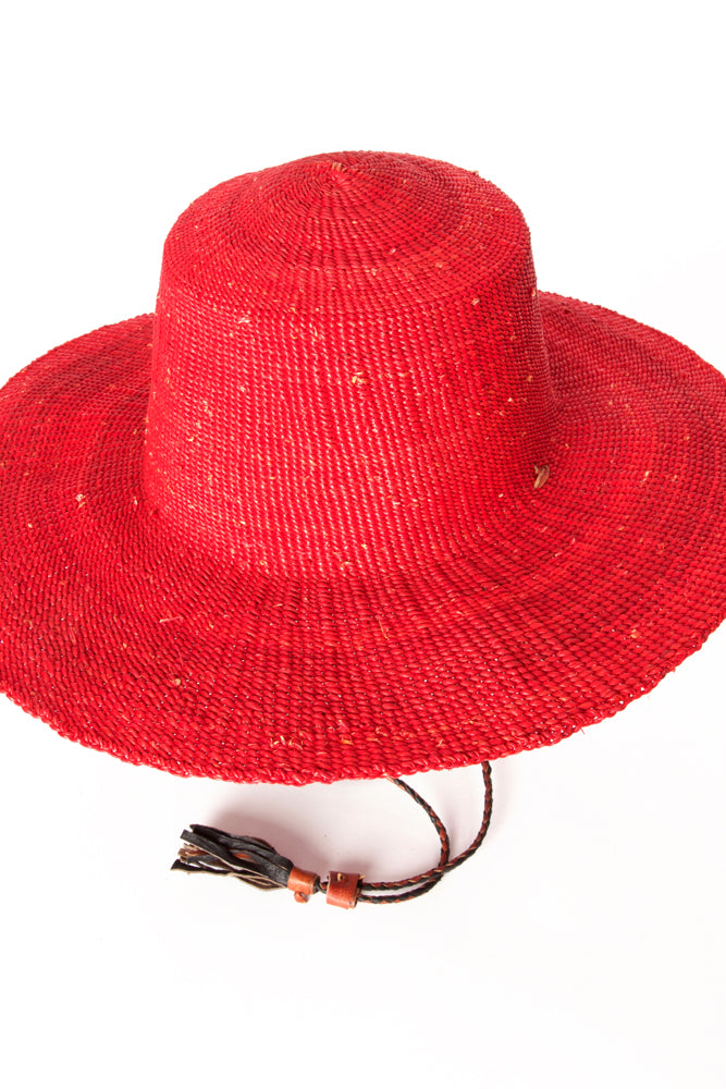 Ghanaian Red Straw Sun Hat