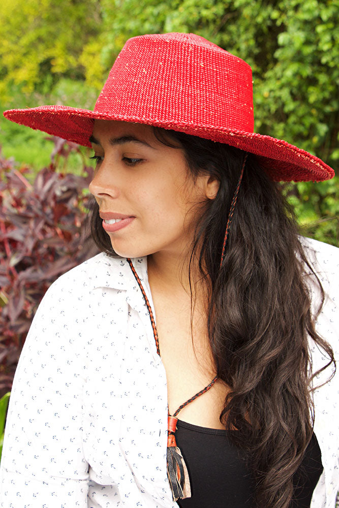 Ghanaian Red Straw Sun Hat